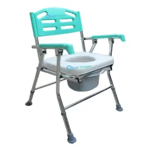 Phoenix Height Adjustable Folding Commode Chair with Comfortable Seat - additional image